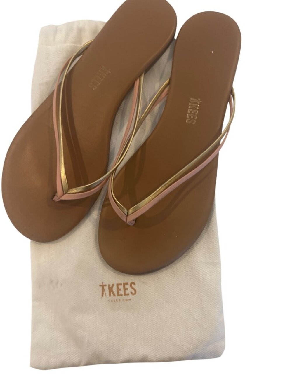 Tkees Duos Sandal Tan With Pink & Gold Straps